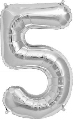 Follija balons "5" , sudraba (85cm)