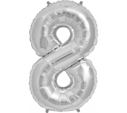 Фольгированный шарик  "8", серебряный (85см)