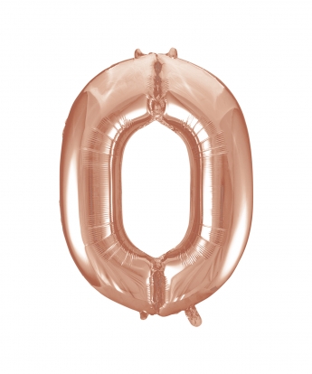 Folija balons, skaitlis "0", rozā zelts (85 cm)