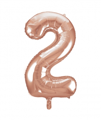Folija balons, skaitlis "2", rozā zelts (85 cm)