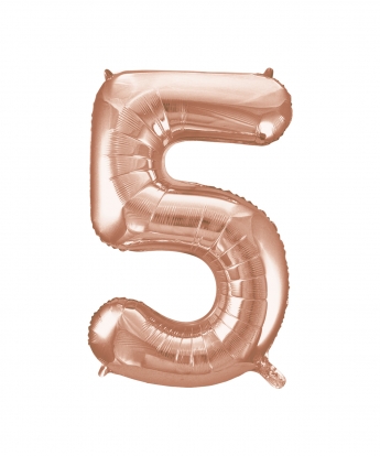 Folija balons, skaitlis "5", rozā zelts (85 cm)