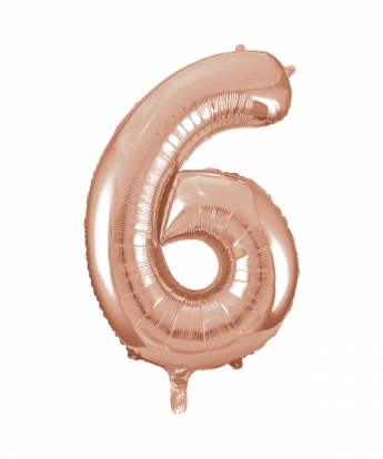 Folija balons, skaitlis "6", rozā zelts (85 cm)