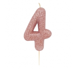 Svecīte "4", rozā zelta