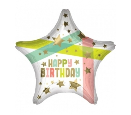 Folinis balionas "Happy Birthday Star" (48 cm)