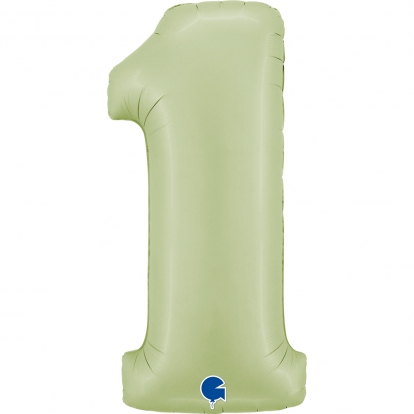  Fooliumist õhupall - number "1", oliiviroheline (102 cm)