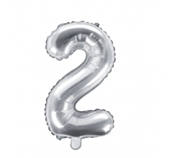 Fooliumist õhupall number „2“, hõbedane (35 cm)