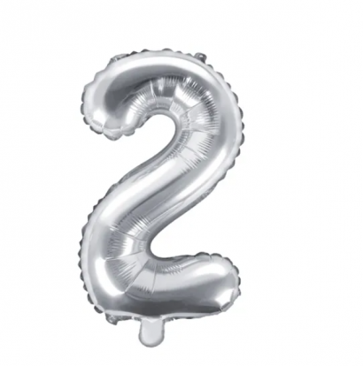 Fooliumist õhupall number „2“, hõbedane (35 cm)