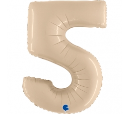 Fooliumist õhupall number "5", kreemjas (102 cm)