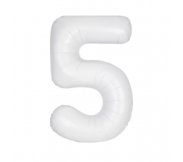 Fooliumist õhupall number "5", valge (86.3 cm)
