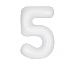 Fooliumist õhupall number "5", valge (86.3 cm)
