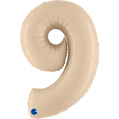 Fooliumist õhupall number "9", kreemjas (102 cm)