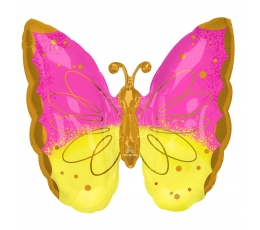Fooliumist õhupall "Roosa kollane liblikas" (63x63 cm)