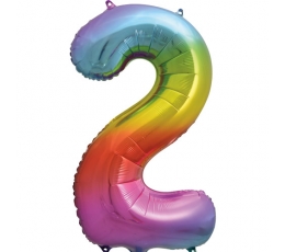   Fooliumist õhupalli number "2", mitmevärviline pastelne (86 cm)