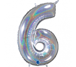 Fooliumist õhupalli number "6", holograafiline (66 cm)
