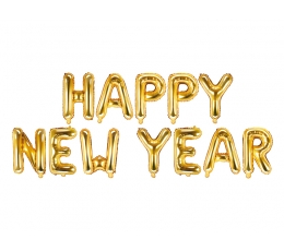 Fooliumist õhupallikomplekt "Head uut aastat", kuldne (370x35 cm)