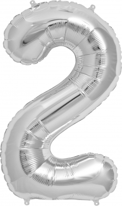 Fooliumist õhupall "2", hõbedane (85 cm)