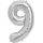 Fooliumist õhupall "9", hõbedane (85 cm)