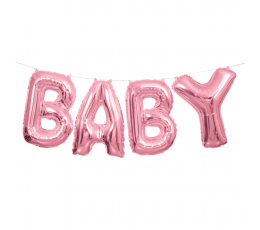 Fooliumist õhupallide komplekt"Baby", roosa (35 cm)
