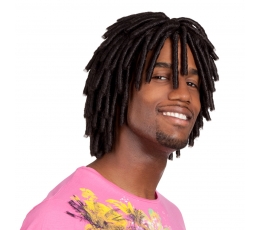 Keerdus juuksed, parukas, mustad
