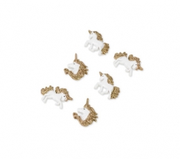  3D-kaunistused/kleebised "Kuldsed ükssarvikud" (6 tk / 3 cm)