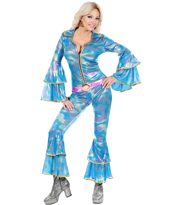 Kostüüm-kombinesoon "70's Disco style",helesinine (M)