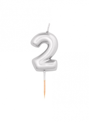 Küünal "2", hõbedane (8 cm)
