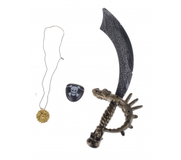 Piraatide komplekt (mõõk, silmaklapp, medaljon)