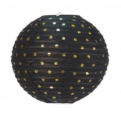 Rippuv dekoratiivlamp, must kuldsete täppidega (35 cm)