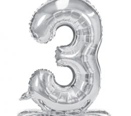 Seisev õhupall „3“, hõbedane (70 cm)