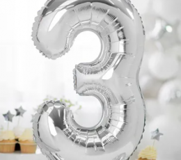 Seisev õhupall „3“, hõbedane (70 cm) 1