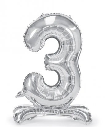 Seisev õhupall „3“, hõbedane (70 cm)