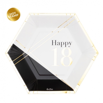 Taldrikud "Happy 18" (8 tk./27x23 cm)