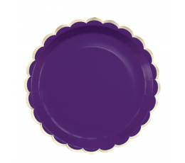 Taldrikud, lilla, kuldse servaga (8 tk/23 cm)