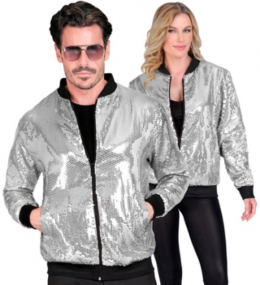 Uhke lukuga jakk, hõbedane läikiv (L/XL)