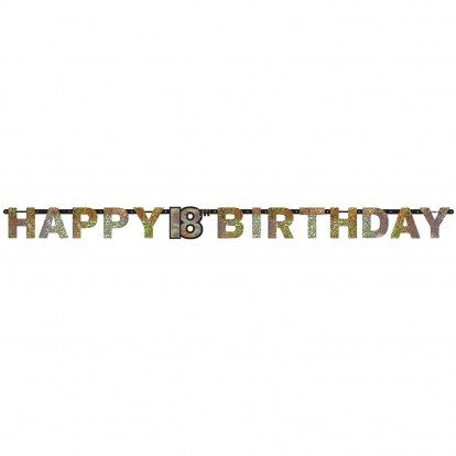 Vanik "Happy 18th Birthday", hõbedane-kuldne (2,13 m) 