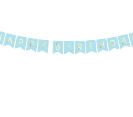 Vanik "Happy Birthday", helesinine-kuldne (1,75 m)