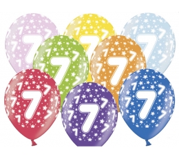  Värvilised õhupallid "7" (6 tk / 30 cm)