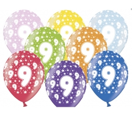 Värvilised õhupallid "9" (6 tk / 30 cm
