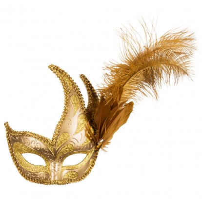 Veneetsia mask, kuldsete sulgedega