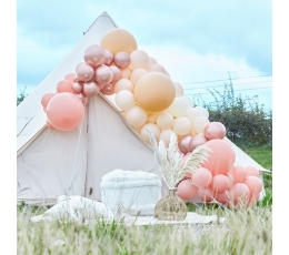 Balonu vītne - "Izvedio pats", persiku - rozā - zelta krāsa (205 baloni)
