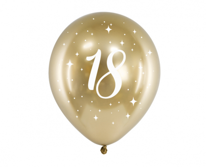 Baloni "18", metalizēts - zelta (6 gab. / 30 cm)