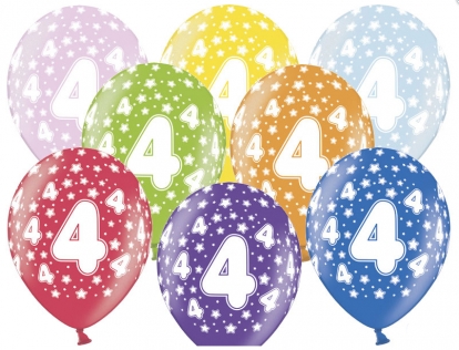 Baloni "4", krāsaini (6 gab. / 30 cm)