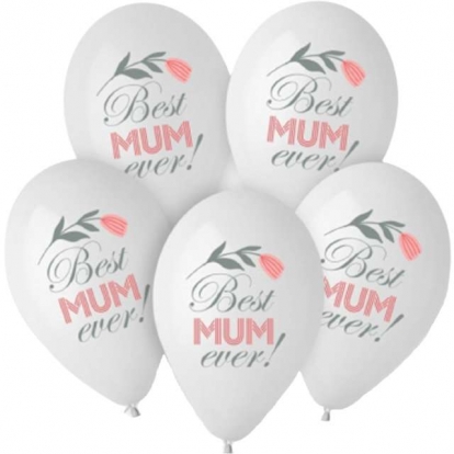 Baloni "Best Mum ever" (5 gab./30 cm)