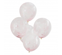 Baloni, caurspīdīgi ar rozā burbuļkonfeti (5 gab./30 cm)