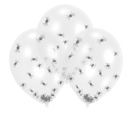 Baloni, caurspīdīgi ar zirnekļa konfetī (6 gab./28 cm)
