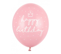 Balons "Happy birthday", rozā (30 cm)