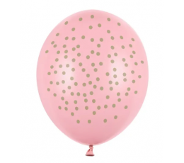 Balons, rozā ar zelta punktiem (30 cm)