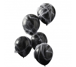 Balonu komplekts ar zirnekļa tīklu un zirnekļiem (5 gab./30 cm)