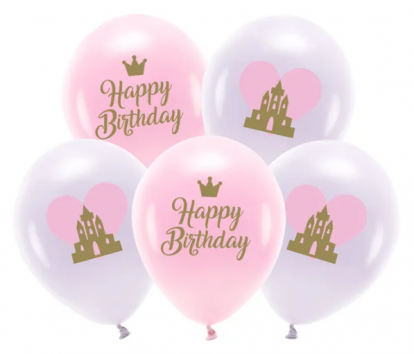 Balonu komplekts "Daudz laimes dzimšanas dienā princese" (5 gab./30 cm)