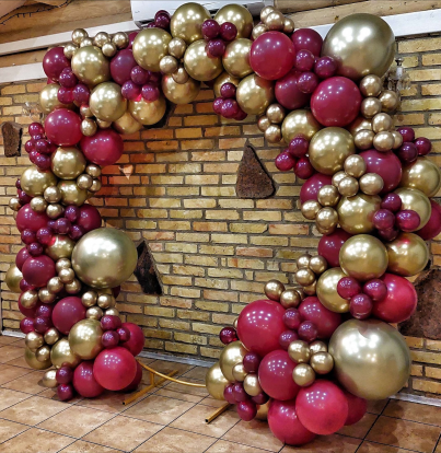 Balonu virtene "Chrome zelta - burgundija"